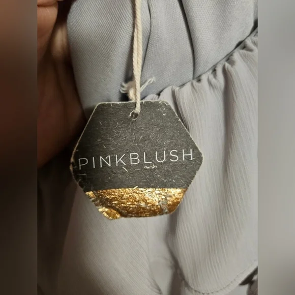 Pinkblush Grey Chiffon One Shoulder Ruffle Maxi Medium - Picture 4 of 4